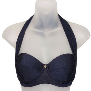 Britney Spears Elvira Halter Bikini Top Navy Blue 30F The Intimate Swimwear